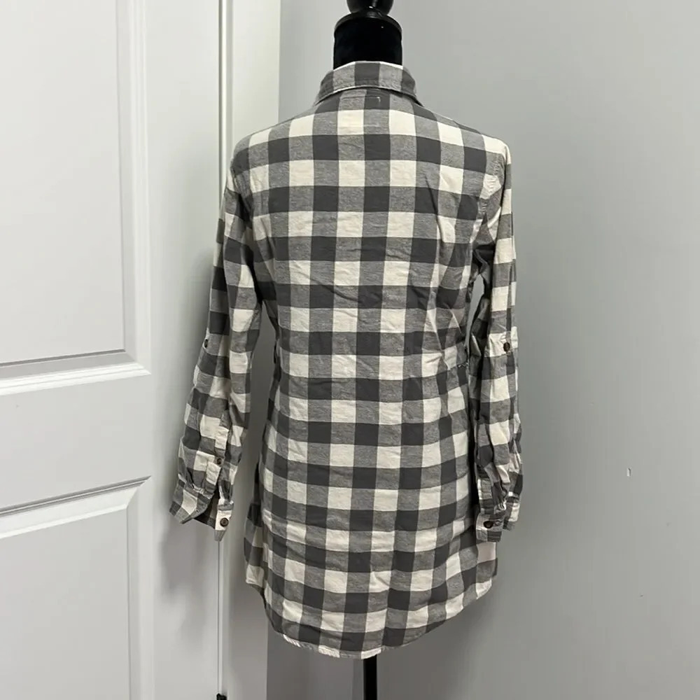 Field & Stream Checkered Tunic Gray And White Siz… - image 3